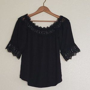 Black off the shoulder 3/4 sleeve blouse